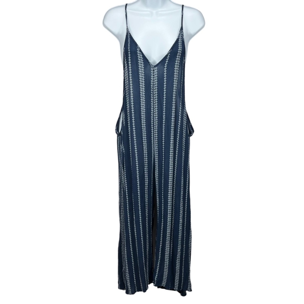 Brickyard Buffalo Jumpsuit Navy Blue‎ w/ White Boho Design Women’s Medium